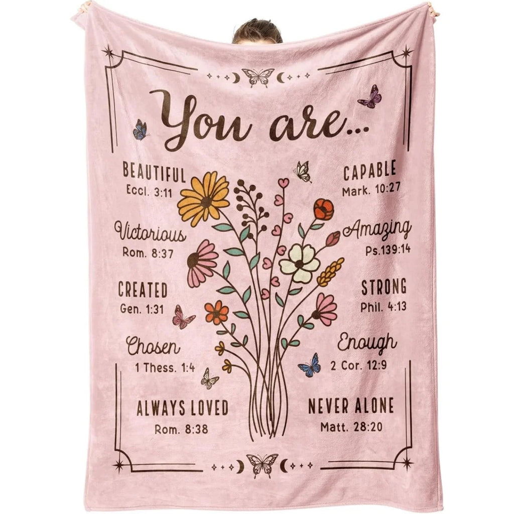 Christian Floral Throw Blanket Inspirational Scripture Faith Gift for Women Religious Birthday Gift for Mom Sister Daughter