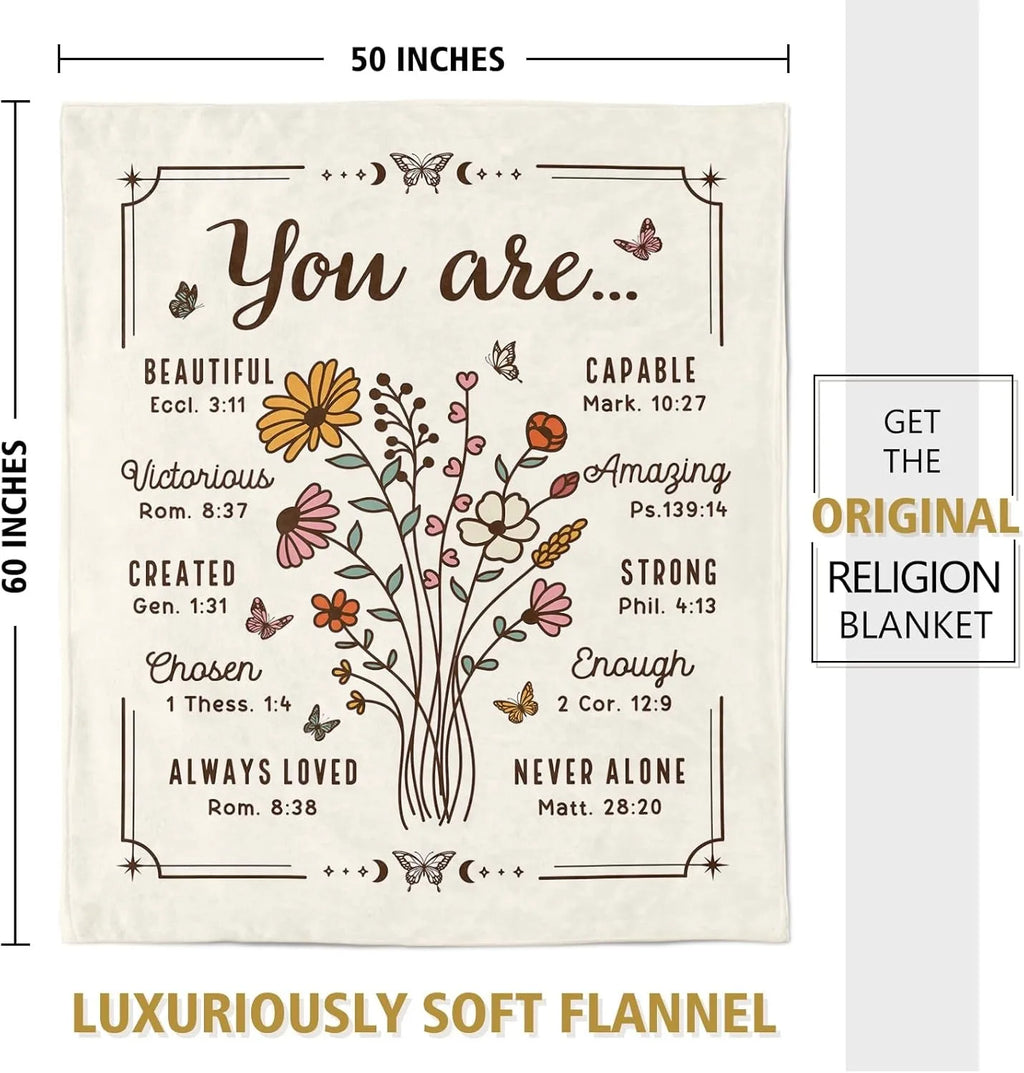 Christian Floral Throw Blanket Inspirational Scripture Faith Gift for Women Religious Birthday Gift for Mom Sister Daughter