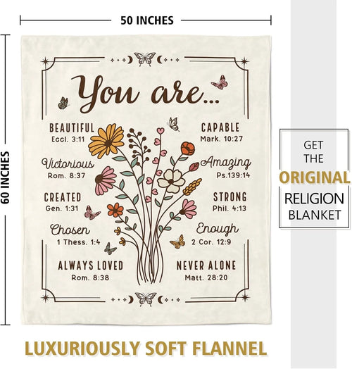 Christian Floral Throw Blanket Inspirational Scripture Faith Gift for Women Religious Birthday Gift for Mom Sister Daughter