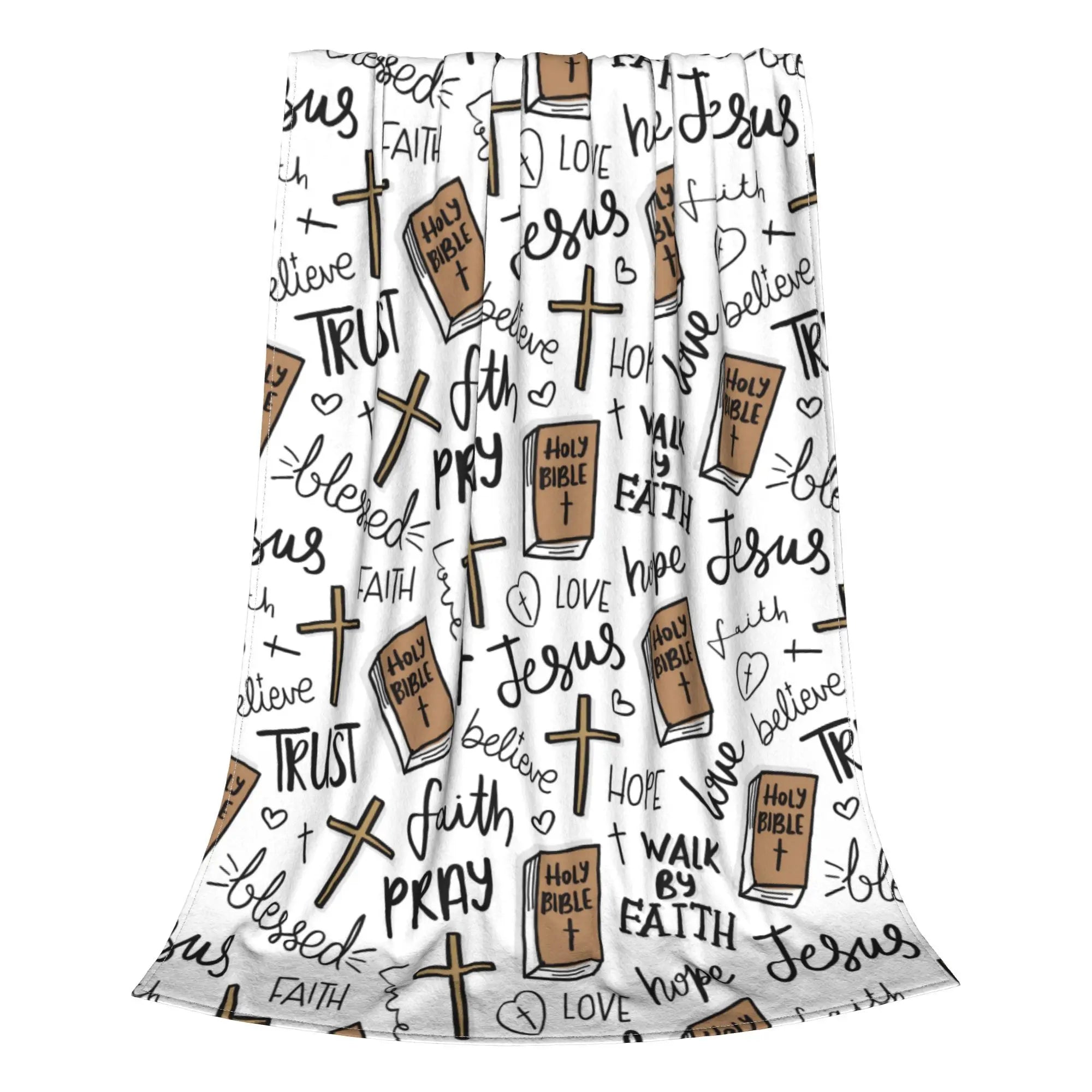 Super Soft Christian Bible Jesus Throw Blanket Premium Fleece Lightweight Christianity Scripture Bed Blanket Cozy Warm Blankets