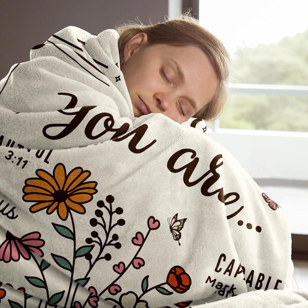 Christian Floral Throw Blanket Inspirational Scripture Faith Gift for Women Religious Birthday Gift for Mom Sister Daughter