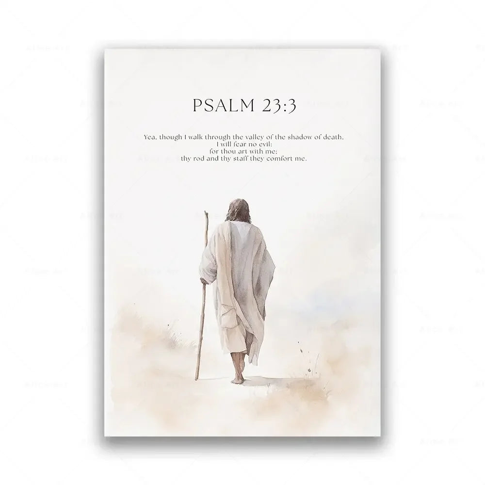 Psalm 23:3 Jeremiah 29:11 Psalm 91:2 Inspirational Quotes Poster Jesus Painting Christian Bible Verse Wall Art Living Room Decor