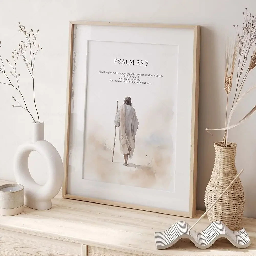 Psalm 23:3 Jeremiah 29:11 Psalm 91:2 Inspirational Quotes Poster Jesus Painting Christian Bible Verse Wall Art Living Room Decor