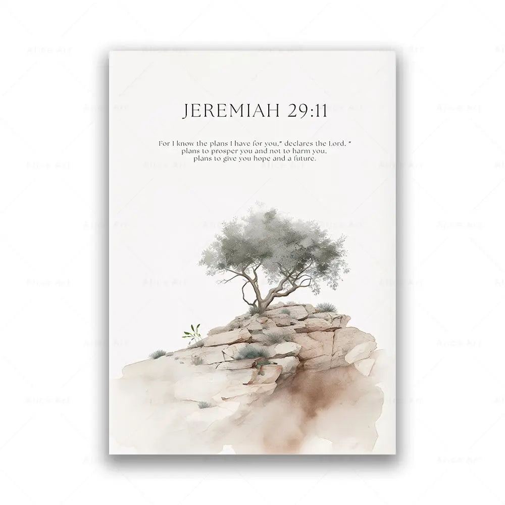 Psalm 23:3 Jeremiah 29:11 Psalm 91:2 Inspirational Quotes Poster Jesus Painting Christian Bible Verse Wall Art Living Room Decor