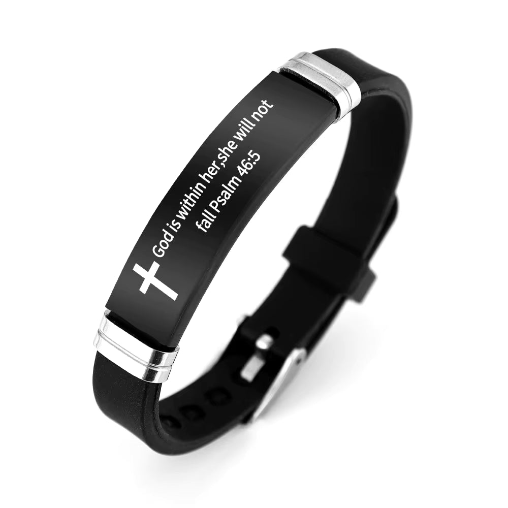 Cross Design Inspirational Quote Bracelets ID Wristband Silicone Material Christian Bracelet Bible Verse