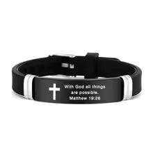 Cross Design Inspirational Quote Bracelets ID Wristband Silicone Material Christian Bracelet Bible Verse