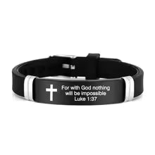 Cross Design Inspirational Quote Bracelets ID Wristband Silicone Material Christian Bracelet Bible Verse