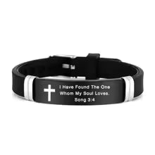 Cross Design Inspirational Quote Bracelets ID Wristband Silicone Material Christian Bracelet Bible Verse