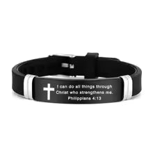 Cross Design Inspirational Quote Bracelets ID Wristband Silicone Material Christian Bracelet Bible Verse